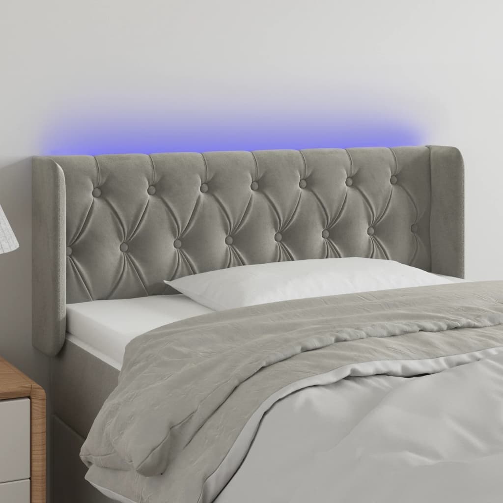 Κεφαλάρι Κρεβατιού LED Ανοιχτό Γκρι 103x16x78/88 εκ. Βελούδινο