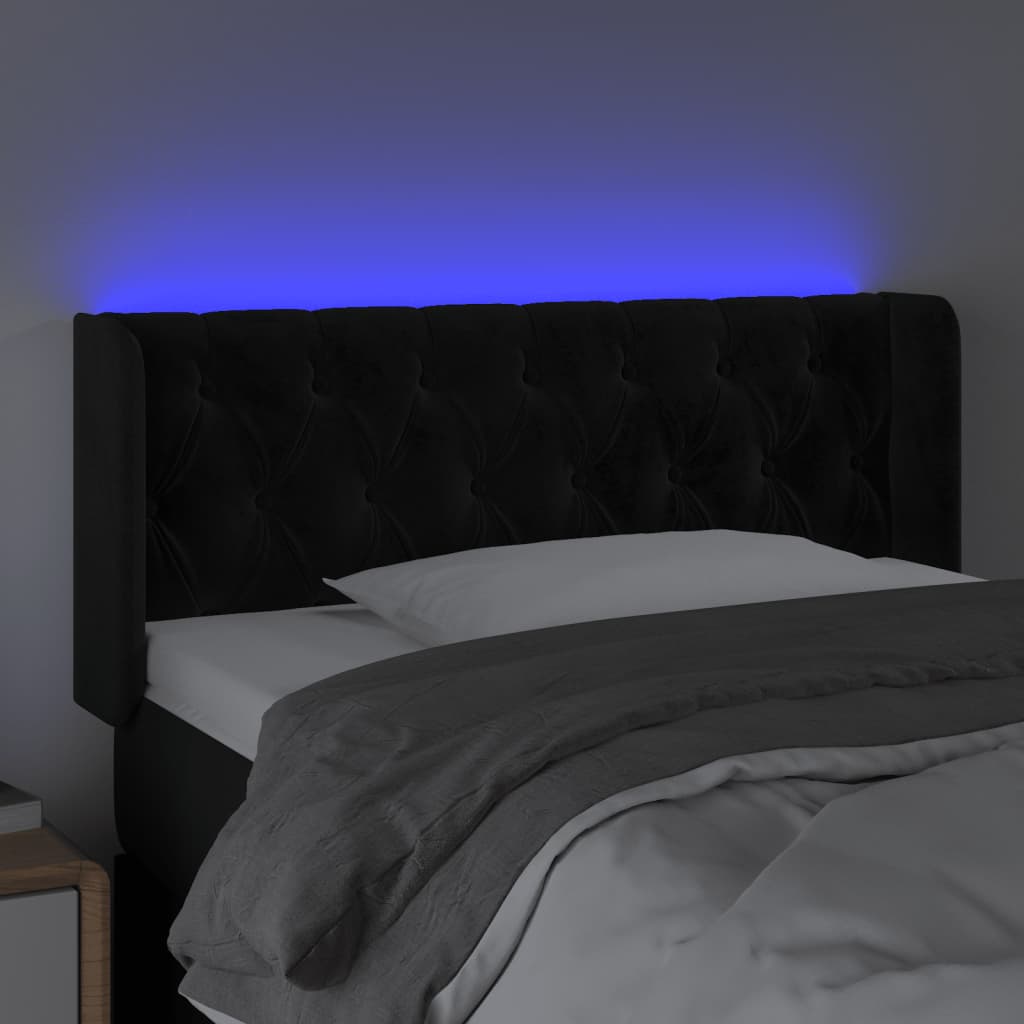 Κεφαλάρι Κρεβατιού LED Μαύρο 103x16x78/88 εκ. Βελούδινο