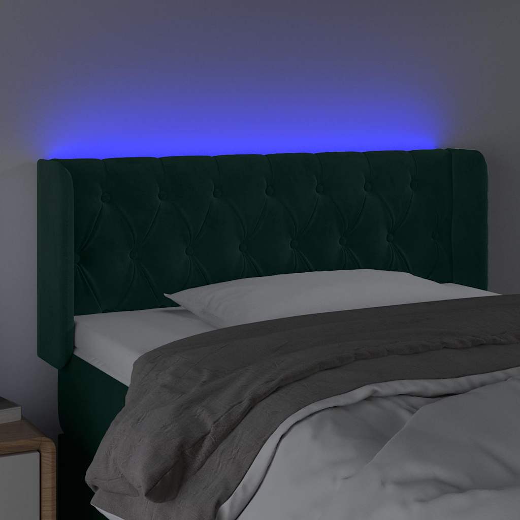 Κεφαλάρι Κρεβατιού LED Σκούρο Πράσινο 103x16x78/88εκ. Βελούδινο