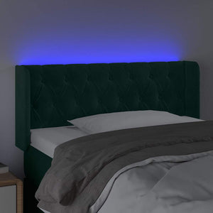 Κεφαλάρι Κρεβατιού LED Σκούρο Πράσινο 103x16x78/88εκ. Βελούδινο