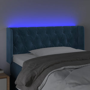 Κεφαλάρι Κρεβατιού LED Σκούρο Μπλε 103x16x78/88 εκ. Βελούδινο
