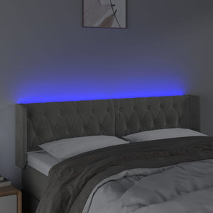 Κεφαλάρι Κρεβατιού LED Ανοιχτό Γκρι 147x16x78/88 εκ. Βελούδινο