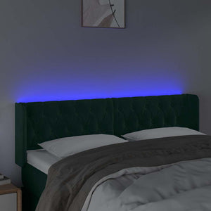 Κεφαλάρι Κρεβατιού LED Σκούρο Πράσινο 147x16x78/88εκ. Βελούδινο