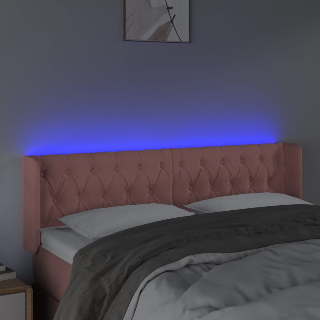 Κεφαλάρι Κρεβατιού LED Ροζ 147x16x78/88 εκ. Βελούδινο - Pakobazaar