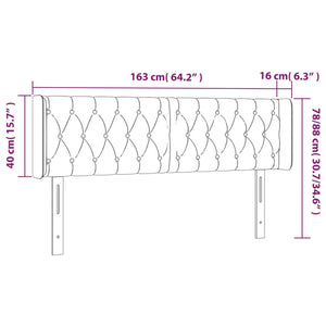 Κεφαλάρι Κρεβατιού LED Ανοιχτό Γκρι 163x16x78/88 εκ. Βελούδινο