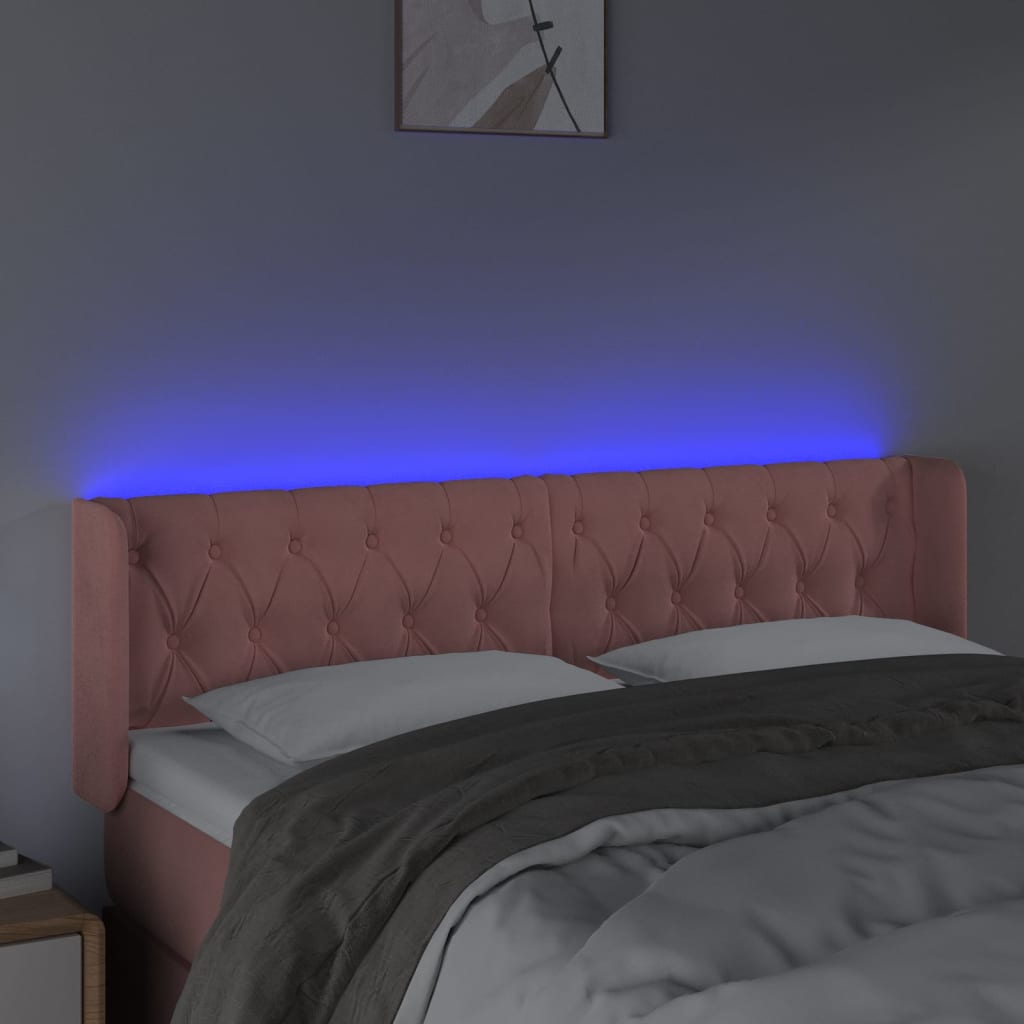 Κεφαλάρι Κρεβατιού LED Ροζ 163x16x78/88 εκ. Βελούδινο