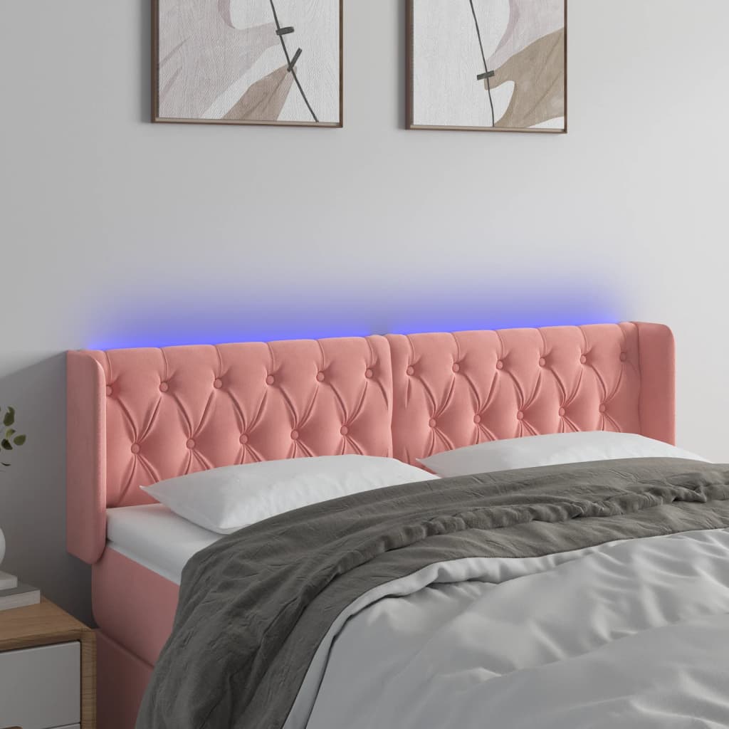 Κεφαλάρι Κρεβατιού LED Ροζ 163x16x78/88 εκ. Βελούδινο