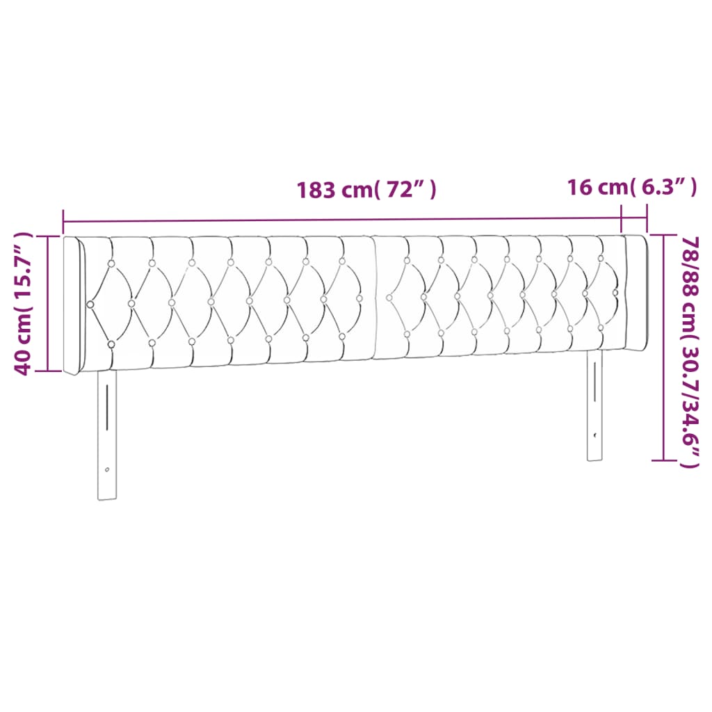 Κεφαλάρι Κρεβατιού LED Ανοιχτό Γκρι 183x16x78/88 εκ. Βελούδινο