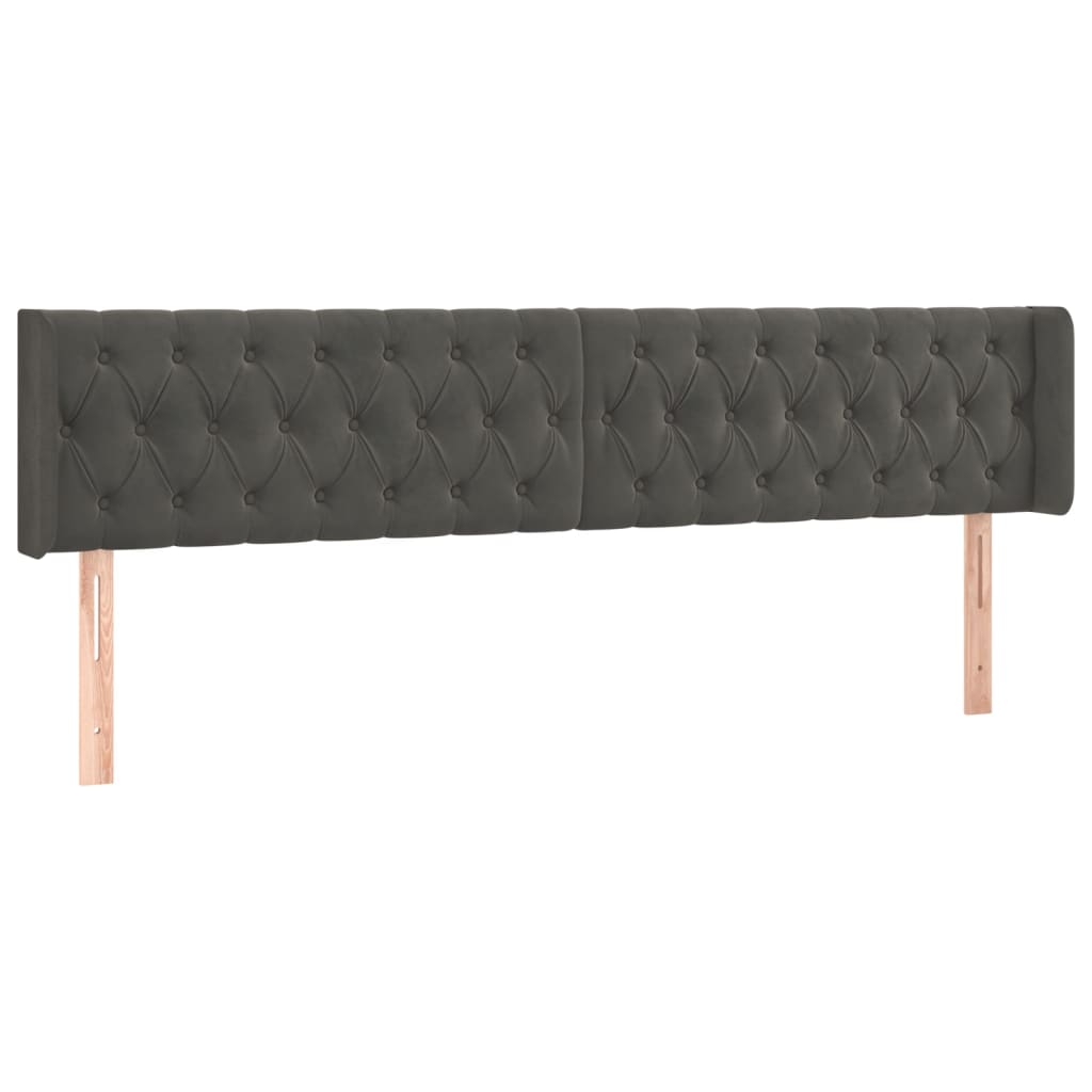 Κεφαλάρι Κρεβατιού LED Σκούρο Γκρι 183x16x78/88 εκ. Βελούδινο