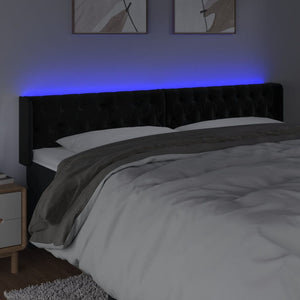 Κεφαλάρι Κρεβατιού LED Μαύρο 183x16x78/88 εκ. Βελούδινο