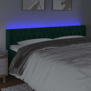 Κεφαλάρι Κρεβατιού LED Σκούρο Πράσινο 183x16x78/88εκ. Βελούδινο