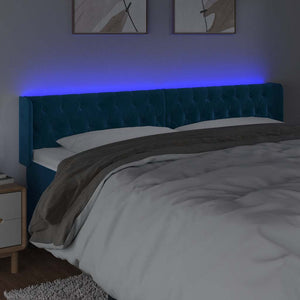 Κεφαλάρι Κρεβατιού LED Σκούρο Μπλε 183x16x78/88 εκ. Βελούδινο