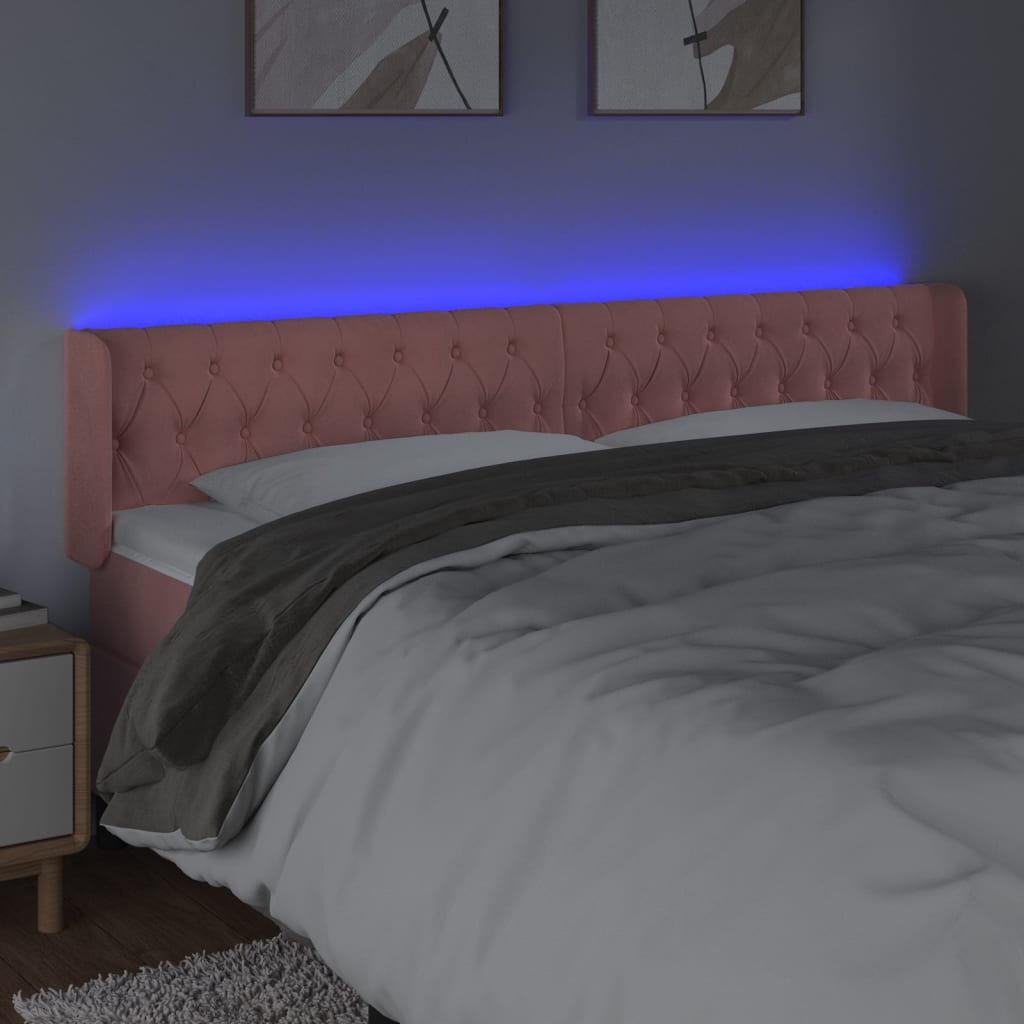 Κεφαλάρι Κρεβατιού LED Ροζ 183x16x78/88 εκ. Βελούδινο