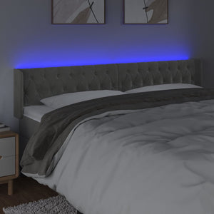 Κεφαλάρι Κρεβατιού LED Ανοιχτό Γκρι 203x16x78/88 εκ. Βελούδινο