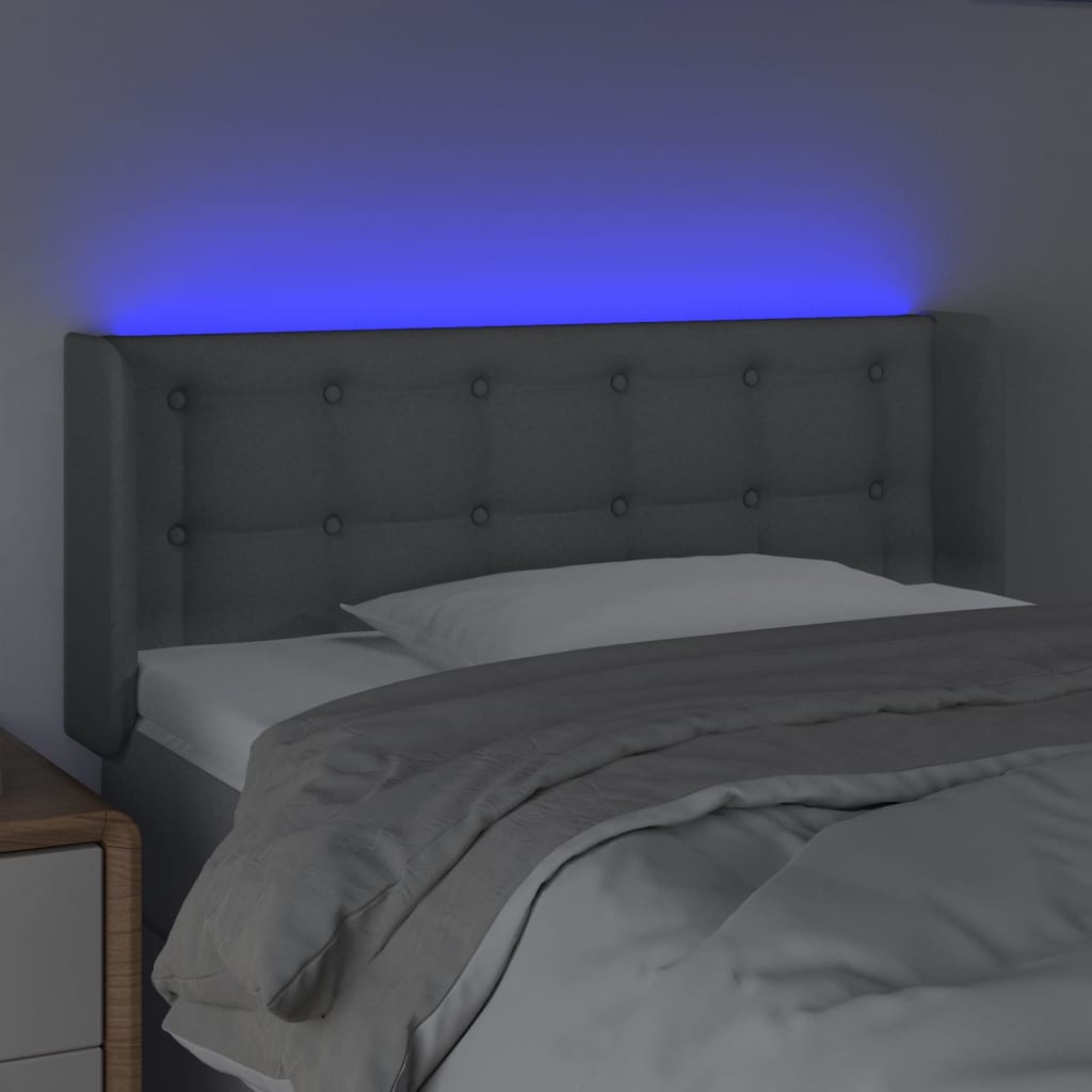 Κεφαλάρι Κρεβατιού LED Ανοιχτό Γκρι 83x16x78/88 εκ. Υφασμάτινο