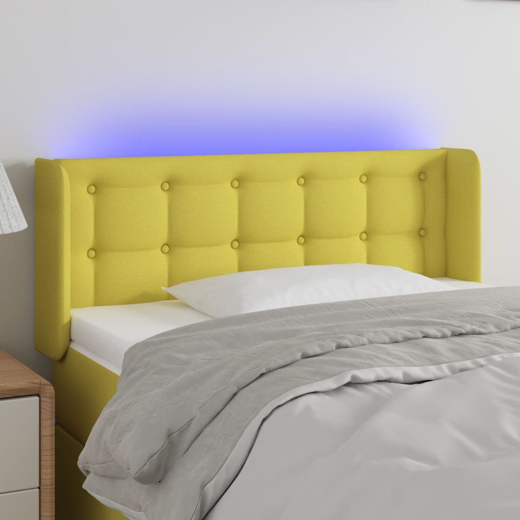 Κεφαλάρι Κρεβατιού LED Πράσινο 83x16x78/88 εκ. Υφασμάτινο
