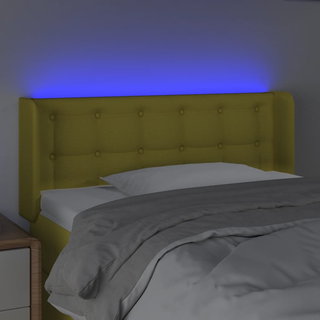 Κεφαλάρι Κρεβατιού LED Πράσινο 93x16x78/88 εκ. Υφασμάτινο
