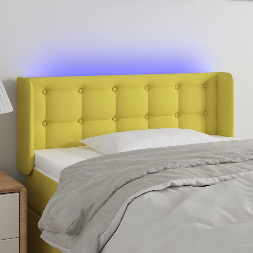 Κεφαλάρι Κρεβατιού LED Πράσινο 93x16x78/88 εκ. Υφασμάτινο
