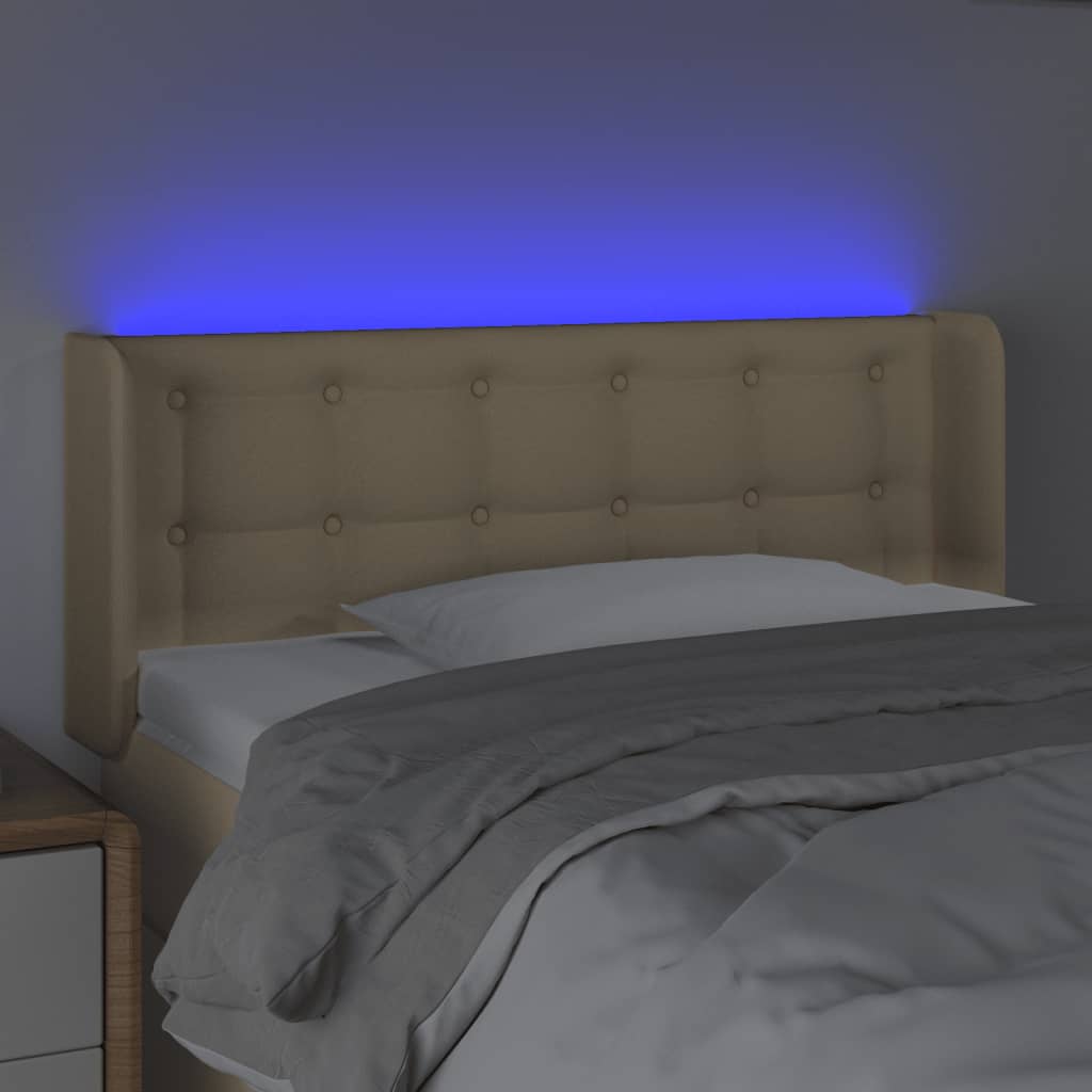 Κεφαλάρι Κρεβατιού LED Κρεμ 103x16x78/88 εκ. Υφασμάτινο