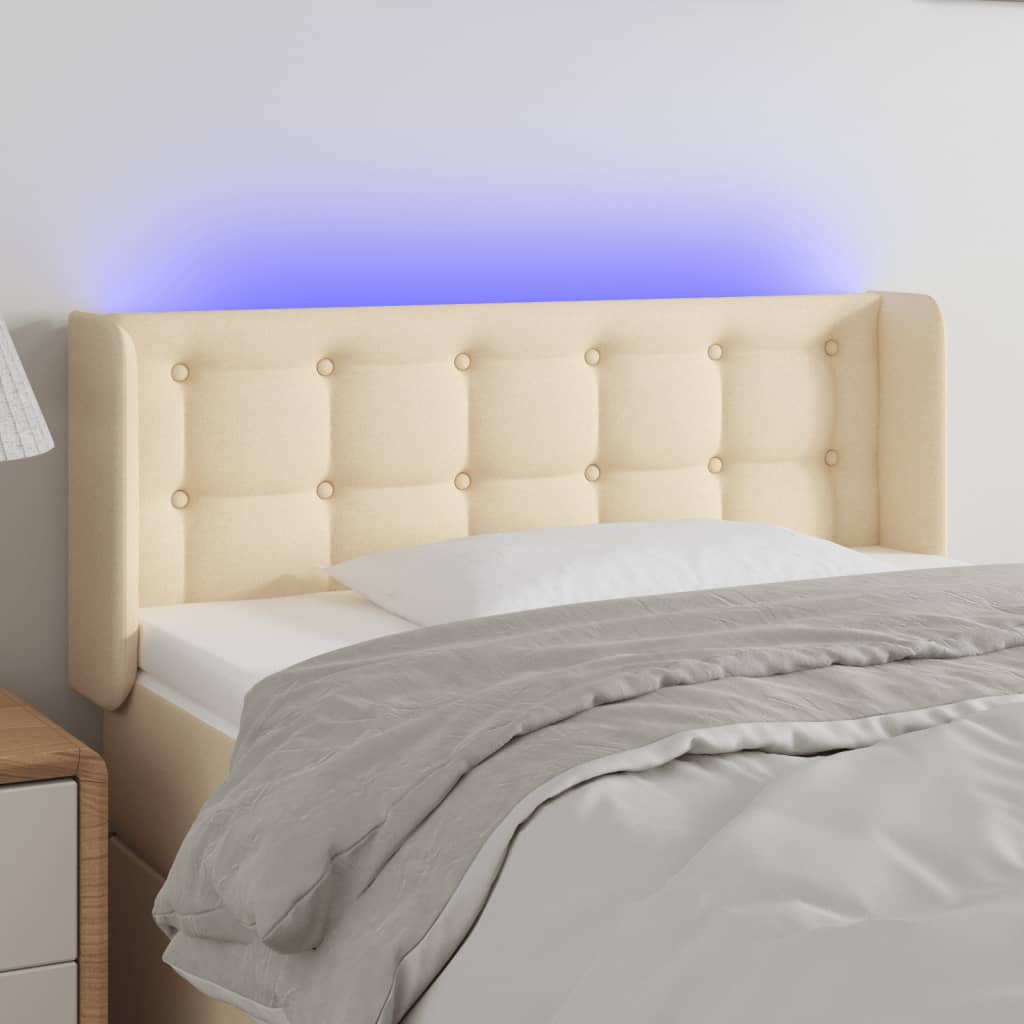Κεφαλάρι Κρεβατιού LED Κρεμ 103x16x78/88 εκ. Υφασμάτινο