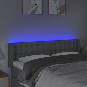 Κεφαλάρι Κρεβατιού LED Ανοιχτό Γκρι 147x16x78/88 εκ. Υφασμάτινο
