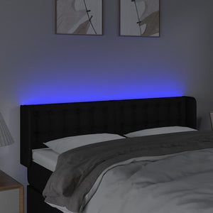 Κεφαλάρι Κρεβατιού LED Μαύρο 147x16x78/88 εκ. Υφασμάτινο
