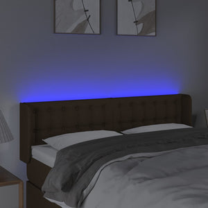 Κεφαλάρι Κρεβατιού LED Σκούρο Καφέ 147x16x78/88 εκ. Υφασμάτινο