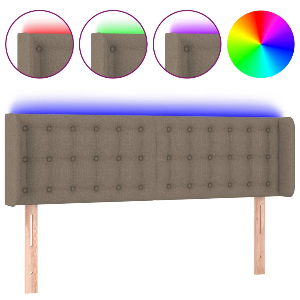 Κεφαλάρι Κρεβατιού LED Taupe 147x16x78/88 εκ. Υφασμάτινο