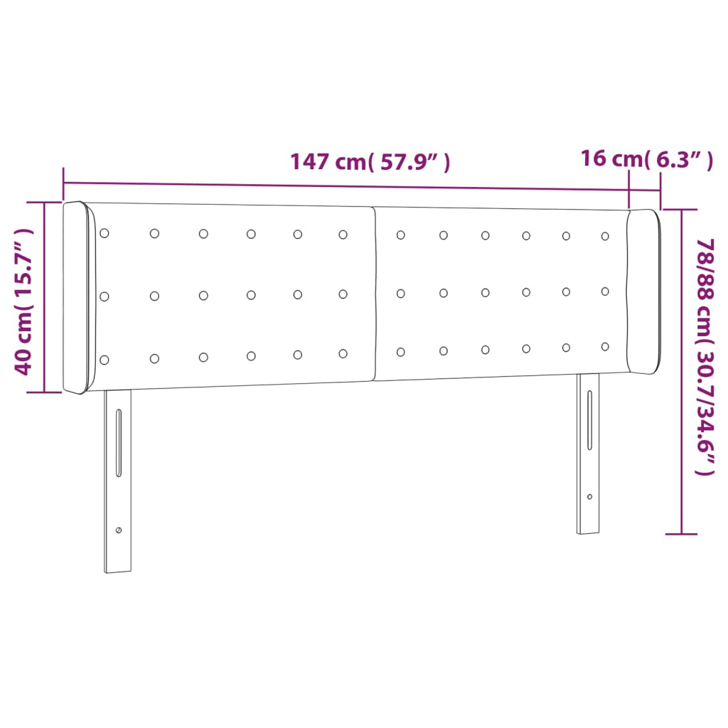 Κεφαλάρι Κρεβατιού LED Taupe 147x16x78/88 εκ. Υφασμάτινο