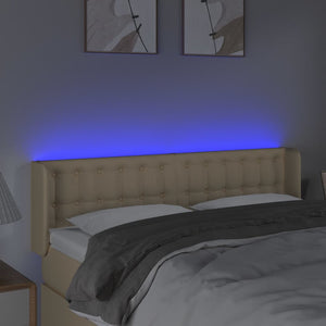 Κεφαλάρι Κρεβατιού LED Κρεμ 147x16x78/88 εκ. Υφασμάτινο - Pakobazaar