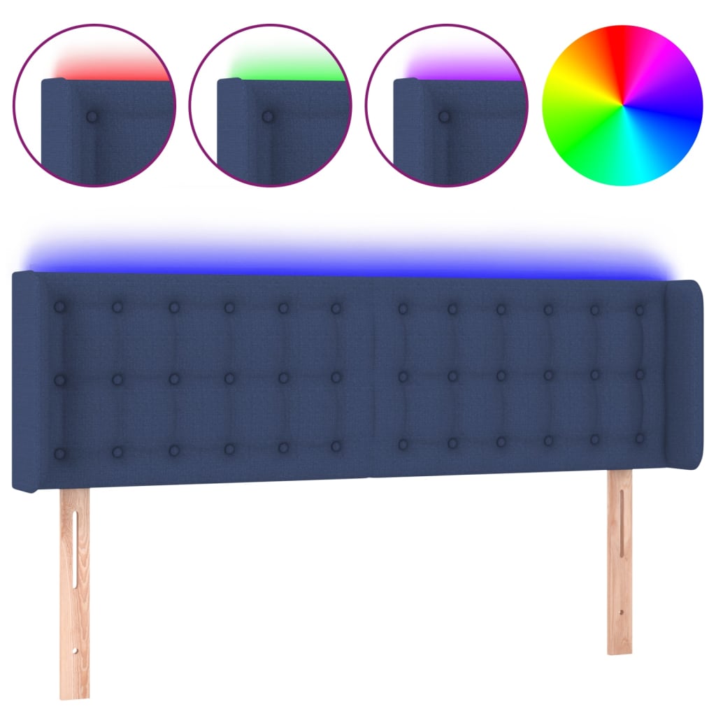 Κεφαλάρι Κρεβατιού LED Μπλε 147x16x78/88 εκ. Υφασμάτινο - Pakobazaar