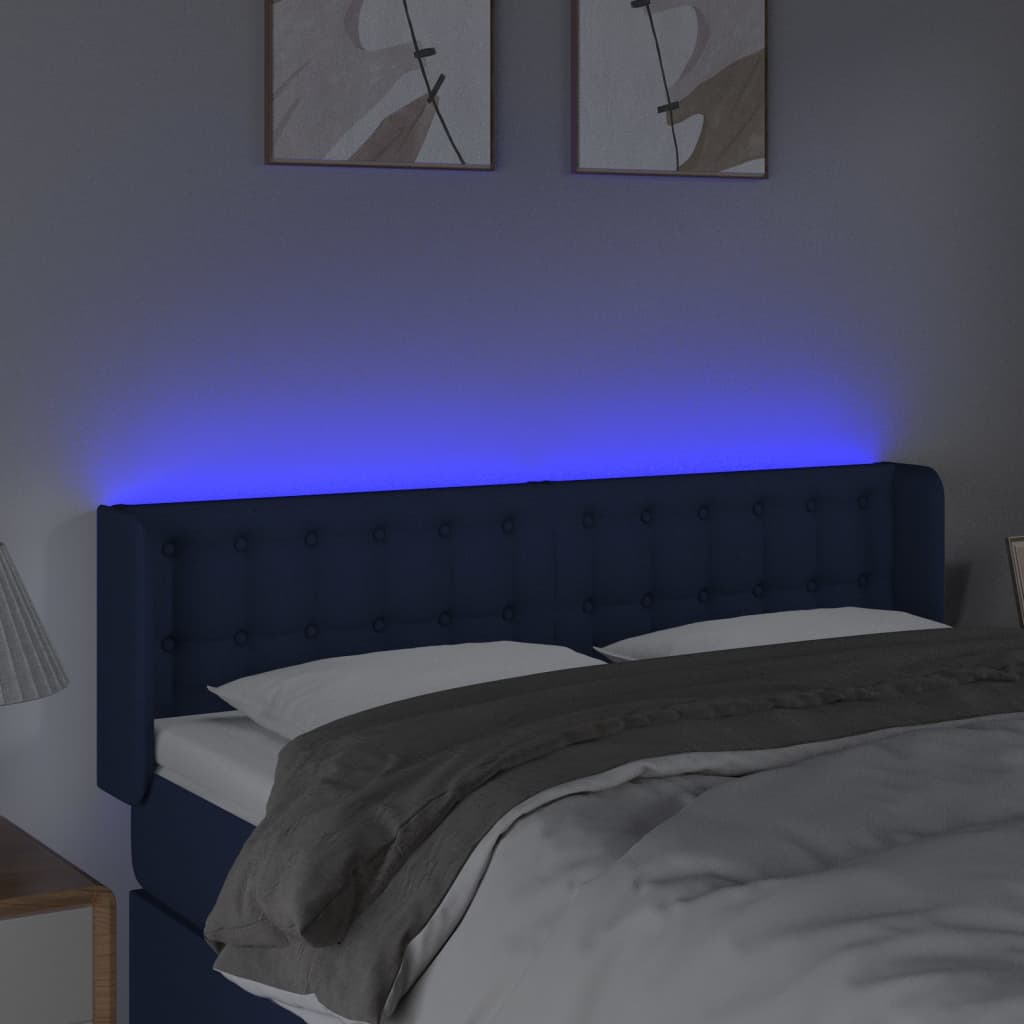 Κεφαλάρι Κρεβατιού LED Μπλε 147x16x78/88 εκ. Υφασμάτινο - Pakobazaar