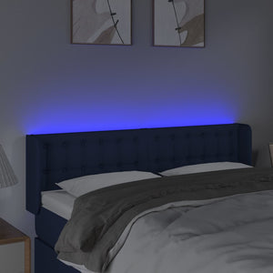 Κεφαλάρι Κρεβατιού LED Μπλε 147x16x78/88 εκ. Υφασμάτινο - Pakobazaar