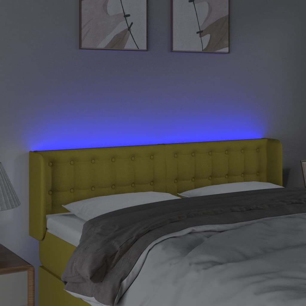 Κεφαλάρι Κρεβατιού LED Πράσινο 147x16x78/88 εκ. Υφασμάτινο - Pakobazaar
