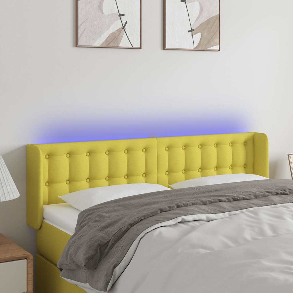 Κεφαλάρι Κρεβατιού LED Πράσινο 147x16x78/88 εκ. Υφασμάτινο - Pakobazaar