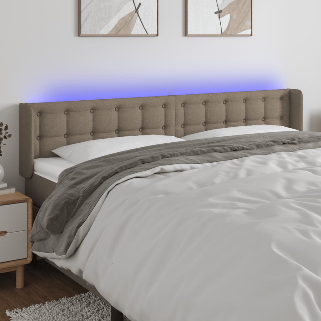 Κεφαλάρι Κρεβατιού LED Taupe 183x16x78/88 εκ. Υφασμάτινο