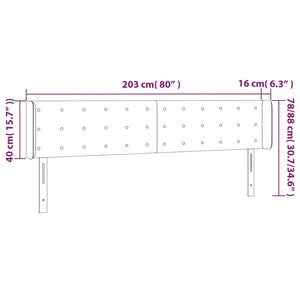 Κεφαλάρι Κρεβατιού LED Μαύρο 203x16x78/88 εκ. Υφασμάτινο
