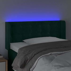 Κεφαλάρι Κρεβατιού LED Σκούρο Πράσινο 83x16x78/88 εκ. Βελούδινο