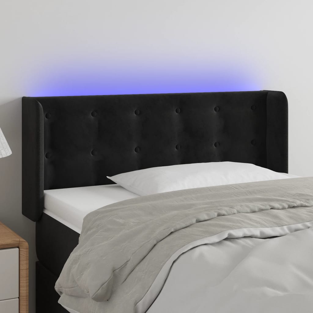 Κεφαλάρι Κρεβατιού LED Μαύρο 93x16x78/88 εκ. Βελούδινο