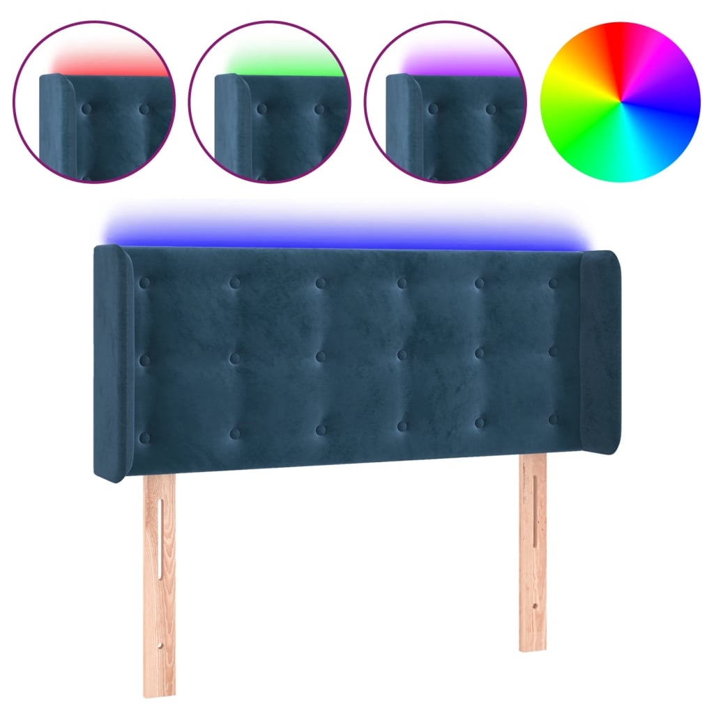 Κεφαλάρι Κρεβατιού LED Σκούρο Μπλε 93x16x78/88 εκ. Βελούδινο