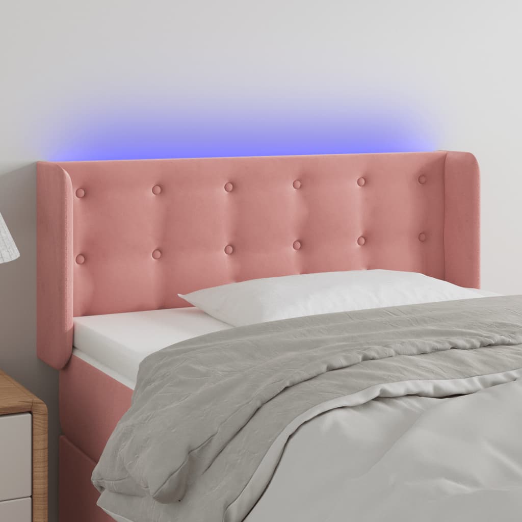 Κεφαλάρι Κρεβατιού LED Ροζ 93x16x78/88 εκ. Βελούδινο