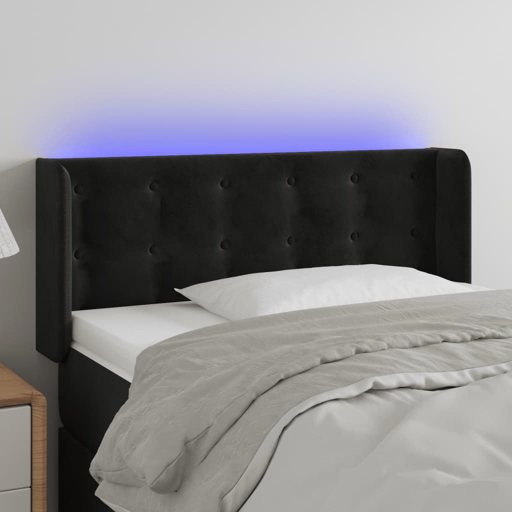 Κεφαλάρι Κρεβατιού LED Μαύρο 103x16x78/88 εκ. Βελούδινο