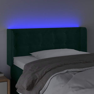 Κεφαλάρι Κρεβατιού LED Σκούρο Πράσινο 103x16x78/88εκ. Βελούδινο
