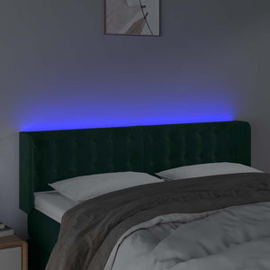 Κεφαλάρι Κρεβατιού LED Σκούρο Πράσινο 147x16x78/88εκ. Βελούδινο