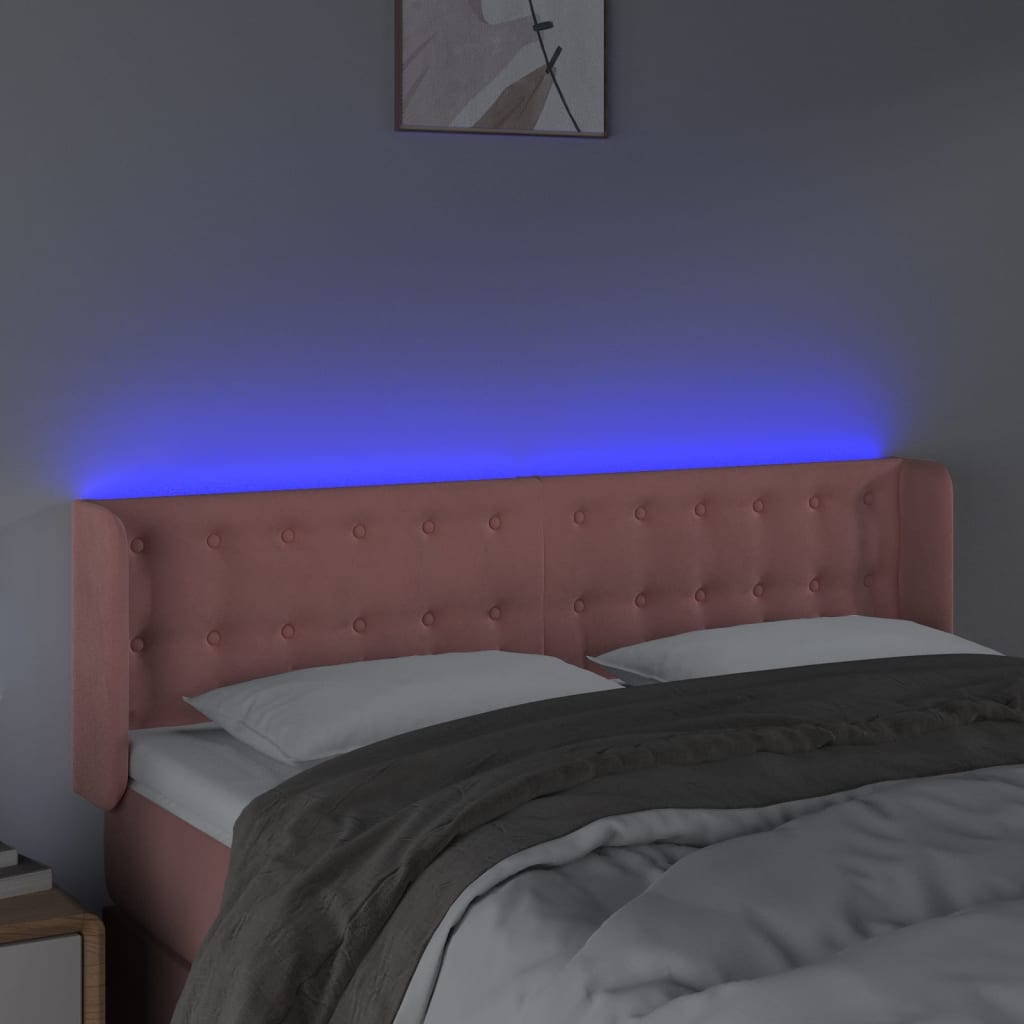 Κεφαλάρι Κρεβατιού LED Ροζ 147x16x78/88 εκ. Βελούδινο