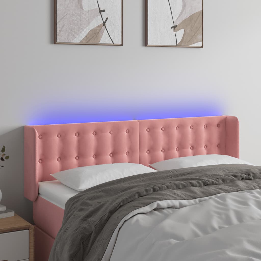 Κεφαλάρι Κρεβατιού LED Ροζ 147x16x78/88 εκ. Βελούδινο
