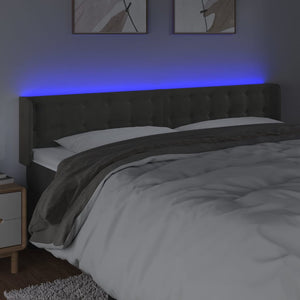 Κεφαλάρι Κρεβατιού LED Σκούρο Γκρι 163x16x78/88 εκ. Βελούδινο