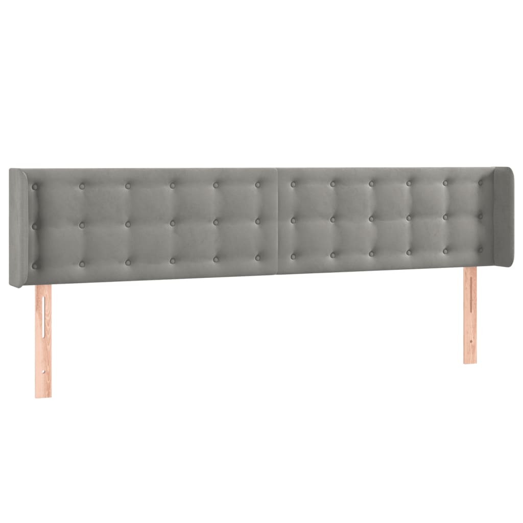 Κεφαλάρι Κρεβατιού LED Ανοιχτό Γκρι 183x16x78/88 εκ. Βελούδινο
