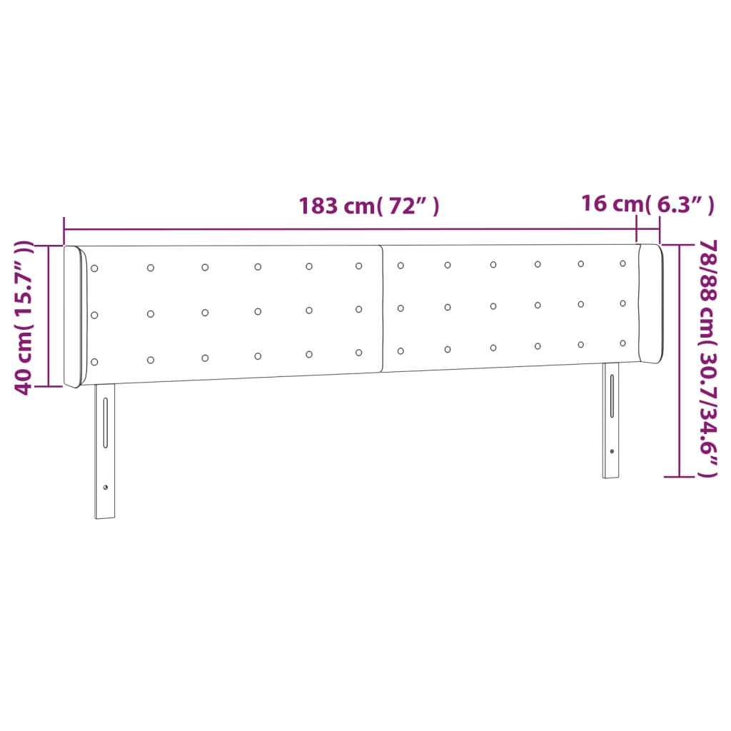 Κεφαλάρι Κρεβατιού LED Ανοιχτό Γκρι 183x16x78/88 εκ. Βελούδινο