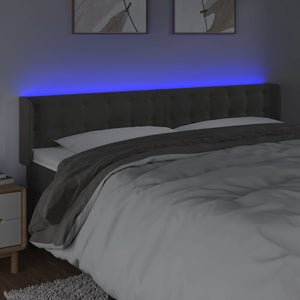 Κεφαλάρι Κρεβατιού LED Σκούρο Γκρι 183x16x78/88 εκ. Βελούδινο